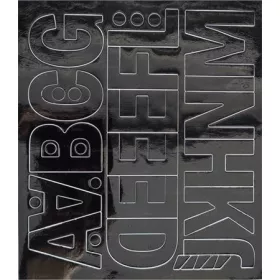   Öntapadós matrica, 5 cm-es, betűlap, ABC első fele, fekete (LUIN137)