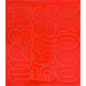 Öntapadós matrica, 5 cm-es, számlap, piros (LUIN142)