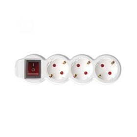   Elosztósor, 3 csatlakozóaljzat, 3 m kábelhosszúság, kapcsolóval, HOME, fehér (LUSE022)