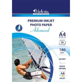   Fotópapír, tintasugaras, A4, 180 g, fényes, VICTORIA PAPER Advanced (LVIG02)