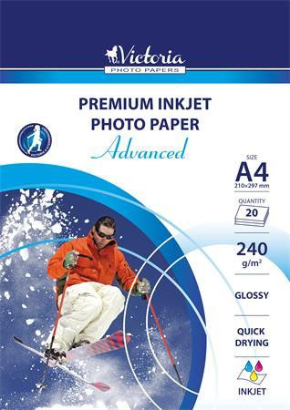 Fotópapír, tintasugaras, A4, 240 g, fényes, VICTORIA PAPER Advanced (LVIG03)