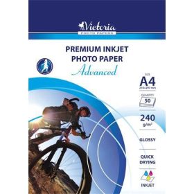   Fotópapír, tintasugaras, A4, 240 g, fényes, VICTORIA PAPER Advanced (LVIG05)