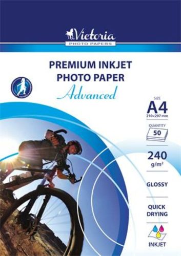Fotópapír, tintasugaras, A4, 240 g, fényes, VICTORIA PAPER Advanced (LVIG05)