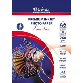   Fotópapír, tintasugaras, A6, 260 g, magasfényű, VICTORIA PAPER Executive (LVIP02)