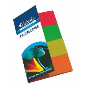   Jelölőcímke, papír, 4x40 lap, 20x50 mm, VICTORIA OFFICE, vegyes szín (LVJP2)