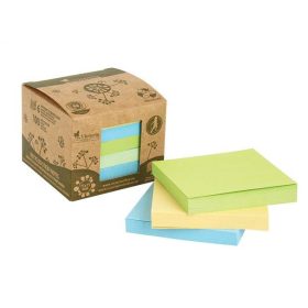   Öntapadó jegyzettömbtorony, 75x75 mm, 6x100 lap, környezetbarát, VICTORIA OFFICE, Green, vegyes (LVR7575)