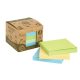 Öntapadó jegyzettömbtorony, 75x75 mm, 6x100 lap, környezetbarát, VICTORIA OFFICE, Green, vegyes (LVR7575)