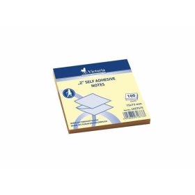   Öntapadó jegyzettömb, Z, 75x75 mm, 100 lap, VICTORIA OFFICE, sárga (LVZ7575)