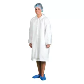   Látogató köpeny, egyszer használatos, polipropilén, M méret, fehér, 10 db (ME1047)