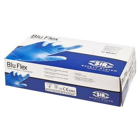 Védőkesztyű, egyszer használatos, latex mentes, nitril, S méret, 100 db, púder nélküli Blu Flex (ME942)