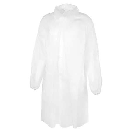 Látogató köpeny, egyszer használatos, polipropilén, tépőzáras, XXL méret, fehér (ME977)