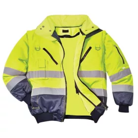  Munkavédelmi kabát, jól láthatósági, 3 az 1-ben, L méret  Hi-Vis, sárga-tengerészkék (MED180)