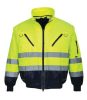 Munkavédelmi kabát, jól láthatósági, 3 az 1-ben, M méret  Hi-Vis, sárga-tengerészkék (MED181)