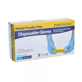   Védőkesztyű, egyszer használatos, nitril, S méret, púder nélküli, kék (MED205)