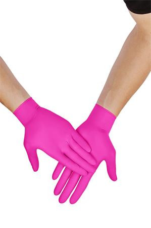 Védőkesztyű, egyszer használatos, nitril, M méret, 100 db, púder nélküli, magenta (MED250)