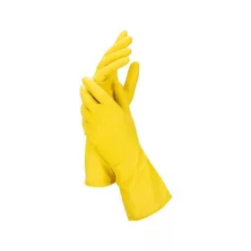 Gumikesztyű, háztartási, latex, M méret, sárga (MED258)