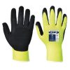 Védőkesztyű, nylon, latexhab, tenyerén mártott, L méret Hi-Vis Grip, sárga (MED261)