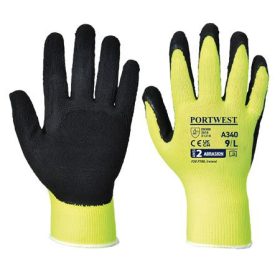   Védőkesztyű, nylon, latexhab, tenyerén mártott, S méret Hi-Vis Grip, sárga (MED263)