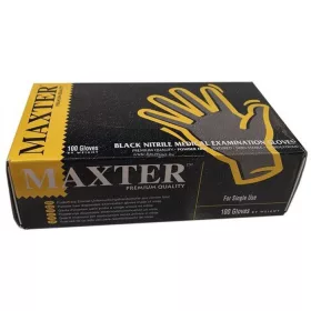   Védőkesztyű, egyszer használatos, nitril, L méret, 100 db, púder nélküli, fekete (MER019)