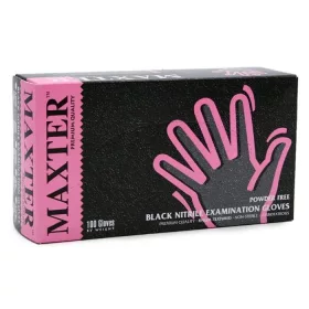   Védőkesztyű, egyszer használatos, nitril, L méret, 100 db, púder nélküli, fekete (MER026)