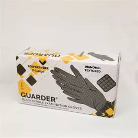   Védőkesztyű, egyszer használatos, nitril, 8,4g, M méret, 100 db, púder nélküli, fekete (MER041)