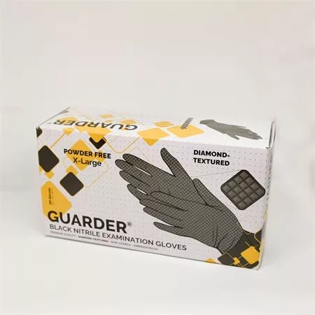 Védőkesztyű, egyszer használatos, nitril, 8,4g, M méret, 100 db, púder nélküli, fekete (MER041)