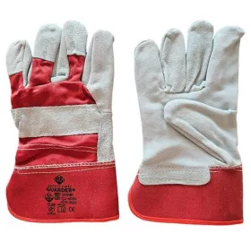   Védőkesztyű, marhahasítékbőr, 10-es méret, 12 pár, piros/fehér (MER050)