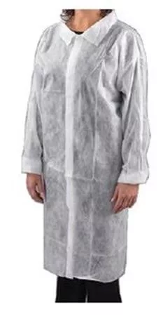 Látogató köpeny, egyszer használatos, tépőzáras, polipropilén, 20g, L méret, fehér (MER062)