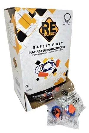 Füldugó, zsinóros, PU hab, 100 pár, narancssárga (MER080)