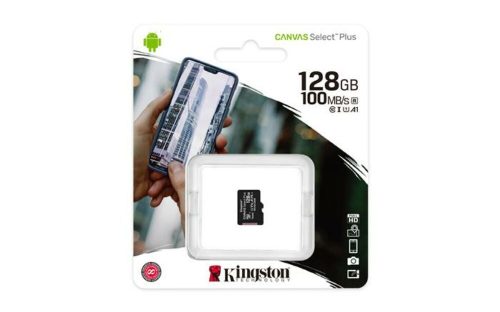 Memóriakártya, microSDXC, 128GB, CL10/UHS-I/U1/V10/A1, KINGSTON Canvas Select Plus (MKMS128GCPS)