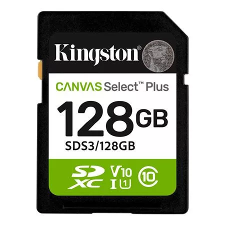 Memóriakártya, SDXC, 128GB, C10/UHS-I/U1/V10, Gen3, KINGSTON Canvas Select Plus (MKS128CS3)
