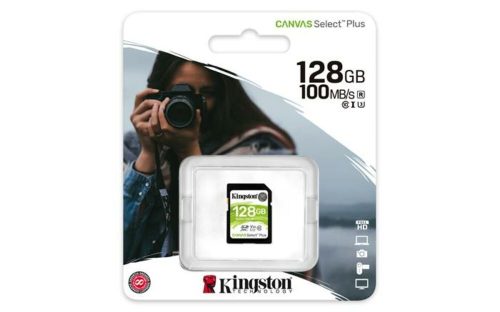 Memóriakártya, SDXC, 128GB, CL10/UHS-I/U3/V30, KINGSTON Canvas Select Plus (MKS128GCP)