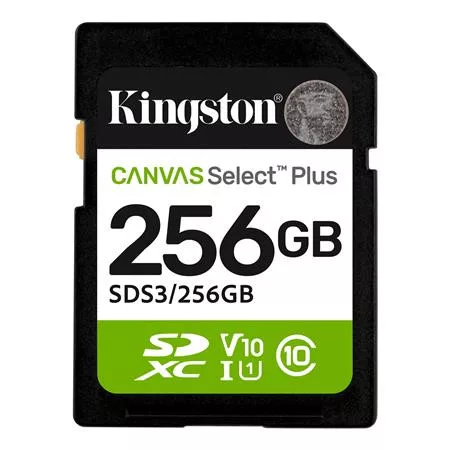 Memóriakártya, SDXC, 256GB, C10/UHS-I/U1/V10, Gen3, KINGSTON Canvas Select Plus (MKS256CS3)