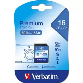   Memóriakártya, SDHC, 16GB, CL10/U1, 80/10 MB/s, VERBATIM Premium (MVS16GH)
