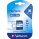 Memóriakártya, SDHC, 16GB, CL10/U1, 80/10 MB/s, VERBATIM Premium (MVS16GH)