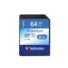 Memóriakártya, SDXC, 64GB, CL10/U1, 90/10 MB/s, VERBATIM Premium (MVS64GH)