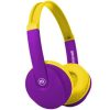 Fejhallgató, gyerek méret, vezeték nélküli, Bluetooth, mikrofonnal, MAXELL HP-BT350, lila-sárga (MXFBT350LY)