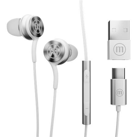 Fülhallgató, mikrofonnal, USB-C, MAXELL XC1, fehér (MXFXC1W)