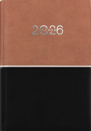 Naptár, tervező, A5, napi, DAYLINER Contrast, barna-fekete (NCA5BKU)