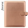 Kalendárium, gyűrűs, betétlapokkal, A5 méret, FILOFAX, Saffiano Metallic, rózsaarany (NFX022572)
