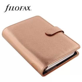   Kalendárium, gyűrűs, betétlapokkal, personal méret, FILOFAX, Saffiano Metallic, rózsaarany (NFX022573)