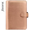 Kalendárium, gyűrűs, betétlapokkal, personal méret, FILOFAX, Saffiano Metallic, rózsaarany (NFX022573)