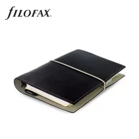  Kalendárium, gyűrűs, betétlapokkal, personal méret, FILOFAX, Domino, fekete (NFX027802)