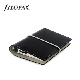   Kalendárium, gyűrűs, betétlapokkal, pocket méret, FILOFAX, Domino, fekete (NFX027846)
