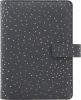 Kalendárium, gyűrűs, betétlapokkal, personal méret, FILOFAX, Confetti, fekete (NFX028722)