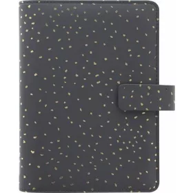   Kalendárium, gyűrűs, betétlapokkal, pocket méret, FILOFAX, Confetti, fekete (NFX028724)