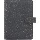 Kalendárium, gyűrűs, betétlapokkal, pocket méret, FILOFAX, Confetti, fekete (NFX028724)