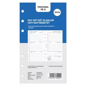   Kalendárium betét, tervező, heti, personal (M) méret, FILOFAX, 2026 (NFX6848826)