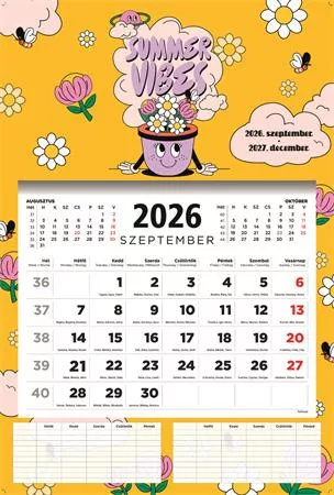 Naptár, fali, diák, 2026/2027 tanév, TOPTIMER, Summer (NKD7640U)