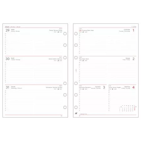 Kalendárium betét, tervező, heti, L, SATURNUS, fehér 2026 (NKL311FU)